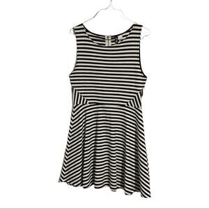 DIVIDED Asymmetry Dress Navy Blue/White Stripes Size Medium Nautical Summer